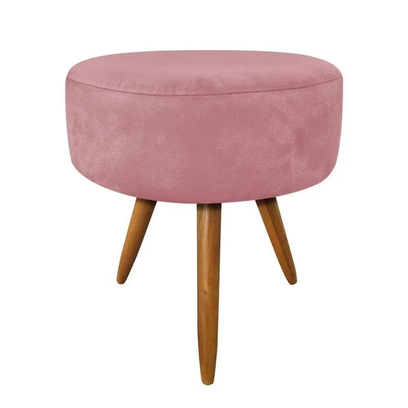 Puff Banqueta Redonda Nina Suede Rosê