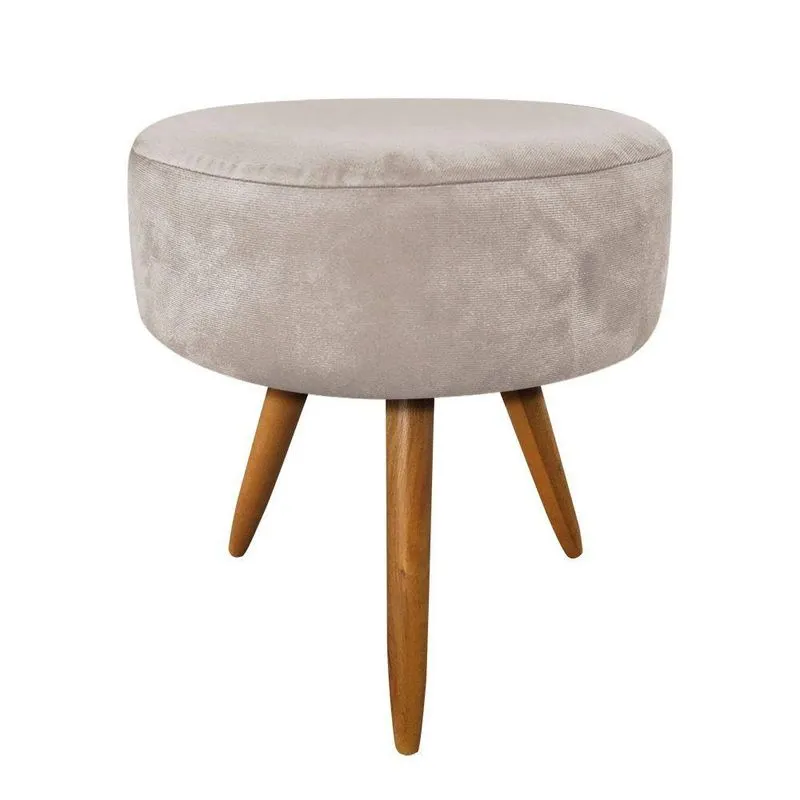 Puff Banqueta Redonda Nina Suede Bege