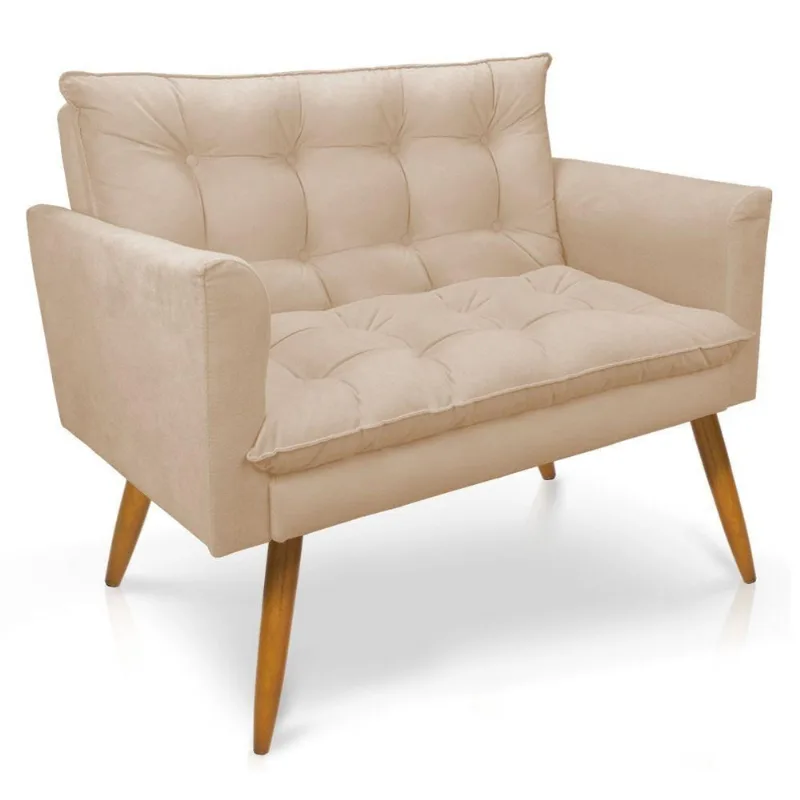 Namoradeira 2 Lugares Olivia Suede Pallazio Bege