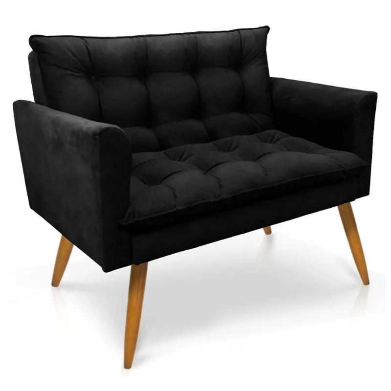 Namoradeira 2 Lugares Olivia Suede Pallazio Preto