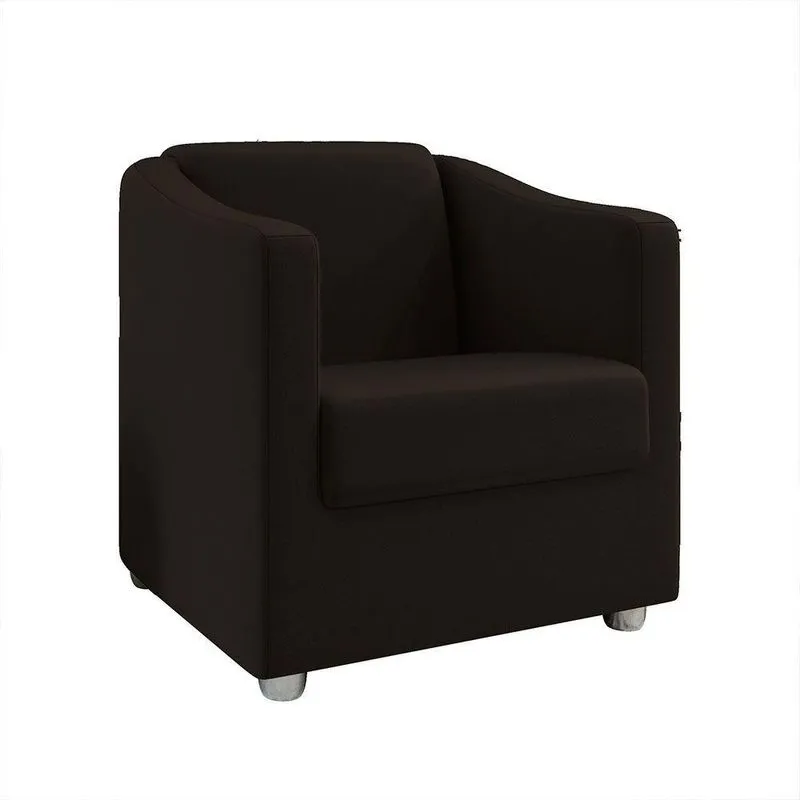 Poltrona Decorativa Ana Suede Marrom Pés Cromado - Pallazio