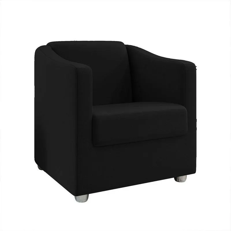 Poltrona Decorativa Ana Suede Preto Pés Cromado - Pallazio