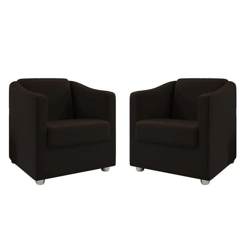 Kit 2 Poltronas Ana Suede Marrom Pés Cromado Pallazio
