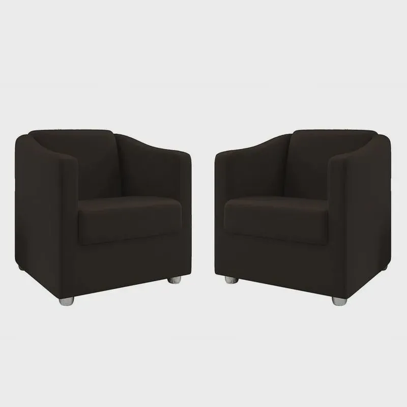 Kit 2 Poltronas Decorativa Ana Suede Pés Cromado - Pallazio
