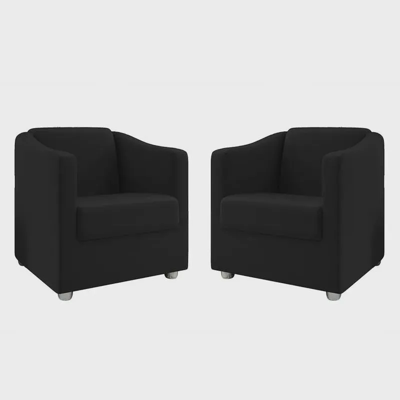 Kit 2 Poltronas Decorativa Ana Suede Pés Cromado - Pallazio