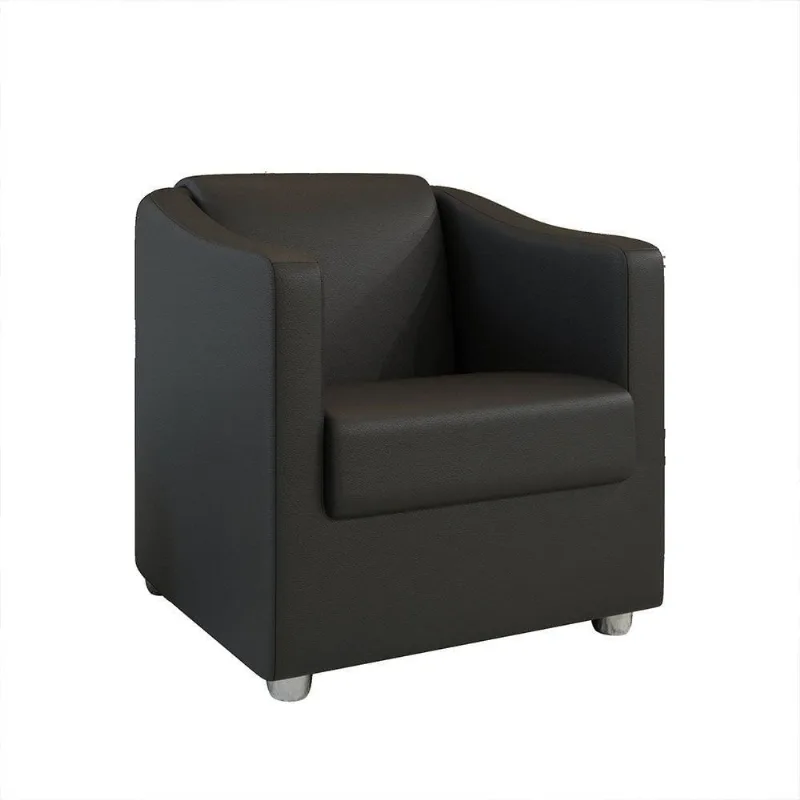 Poltrona Decorativa Ana Corano Preto Pés Cromado - Pallazio
