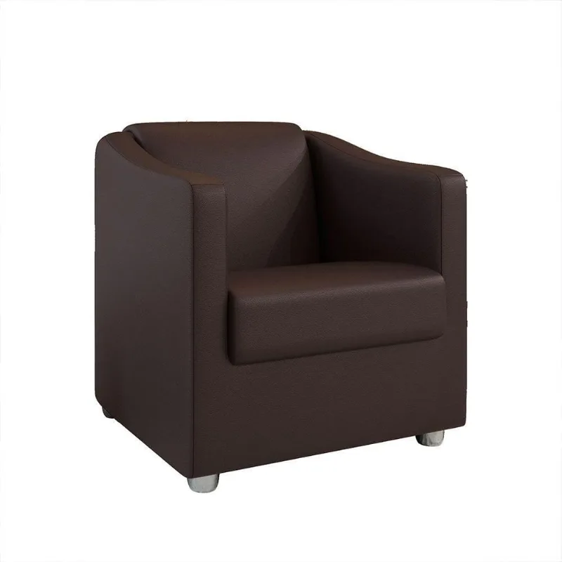Poltrona Decorativa Ana Corano Pés Cromado Cor Marrom