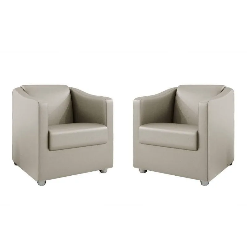Kit 2 Poltronas Decorativa Ana Corano Bege Pés Cromado