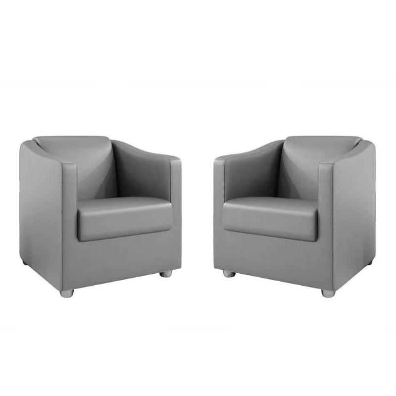 Kit 2 Poltronas Decorativa Ana Corano Pés Cromado Cor Cinza