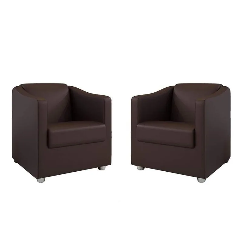 Kit 2 Poltronas Decorativa Ana Corano Pés Cromado Cor Marrom