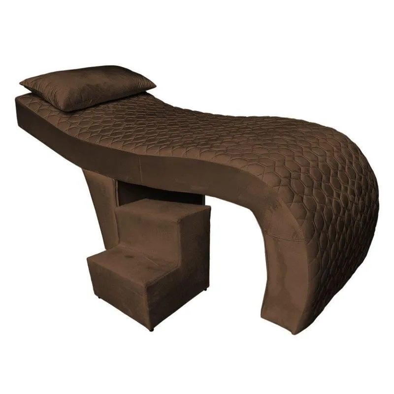 Maca Estética Ergonômica Matelassê 0,70m Isabella Com Escada Veludo Marrom - Pallazio