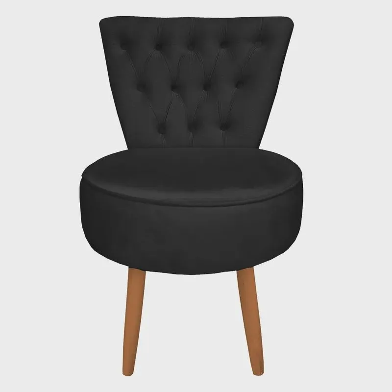 Poltrona Cadeira Decorativa Capitonê Elegância Veludo Pés Palito Castanho - Pallazio