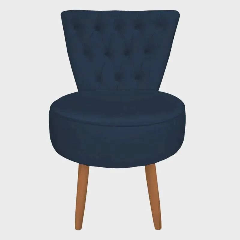Poltrona Cadeira Decorativa Capitonê Elegância Veludo Pés Palito Castanho - Pallazio
