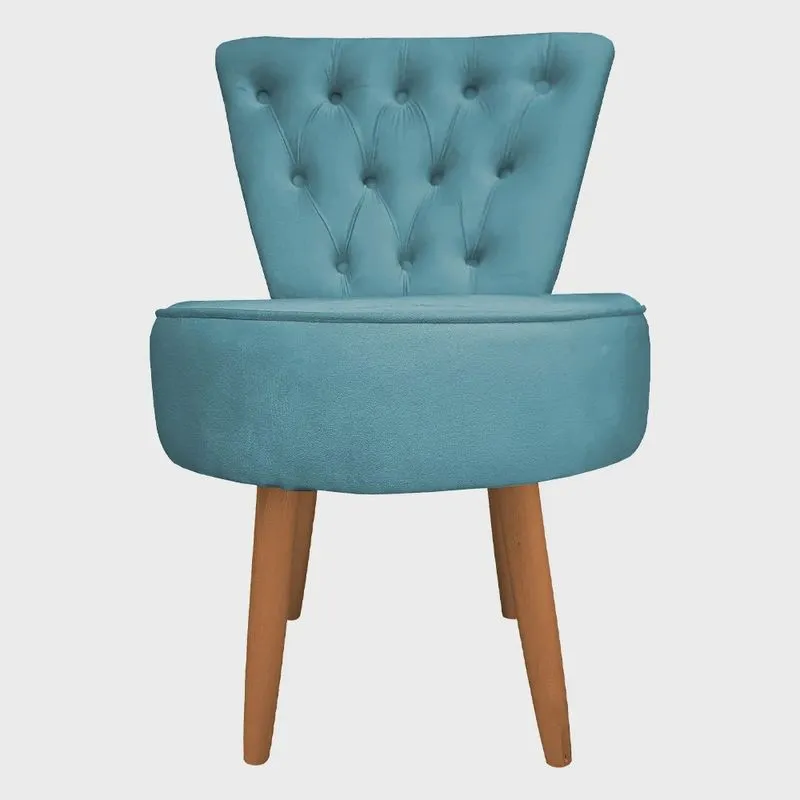Poltrona Cadeira Decorativa Capitonê Elegância Veludo Pés Palito Castanho - Pallazio