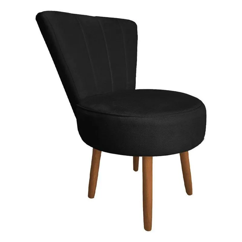 Poltrona Cadeira Decorativa Costurada Elegância Veludo Pés Palito Castanho - Pallazio Preto