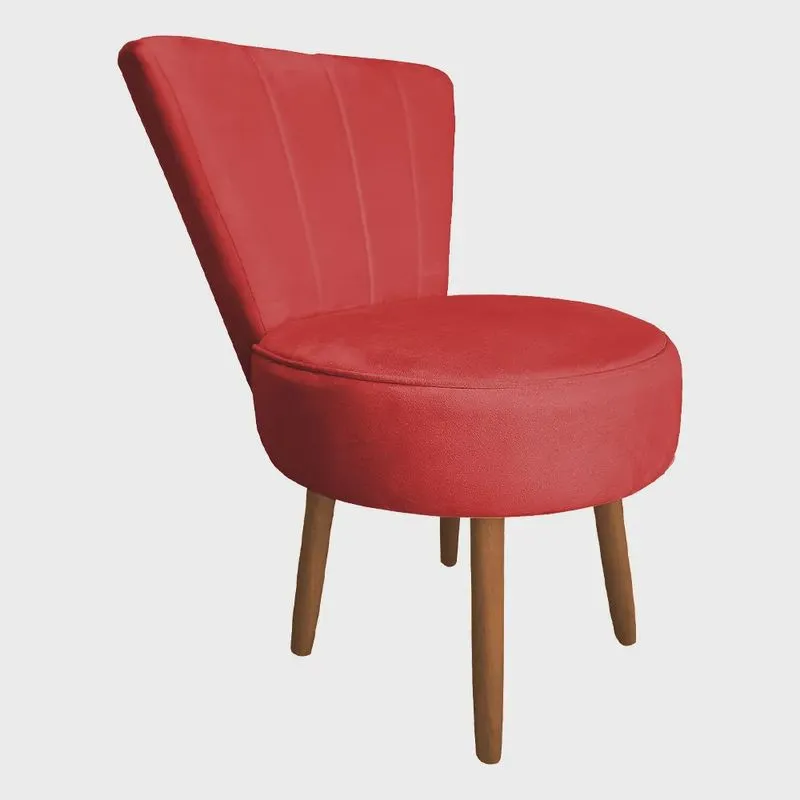 Poltrona Cadeira Decorativa Costurada Elegância Veludo Pés Palito Castanho - Pallazio
