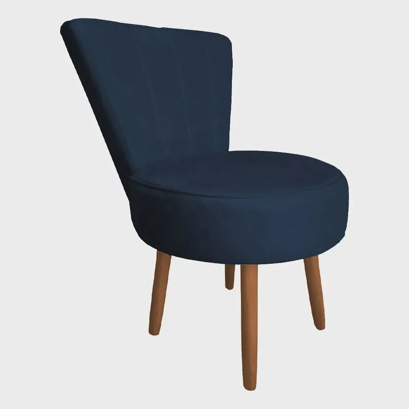 Poltrona Cadeira Decorativa Costurada Elegância Veludo Pés Palito Castanho - Pallazio