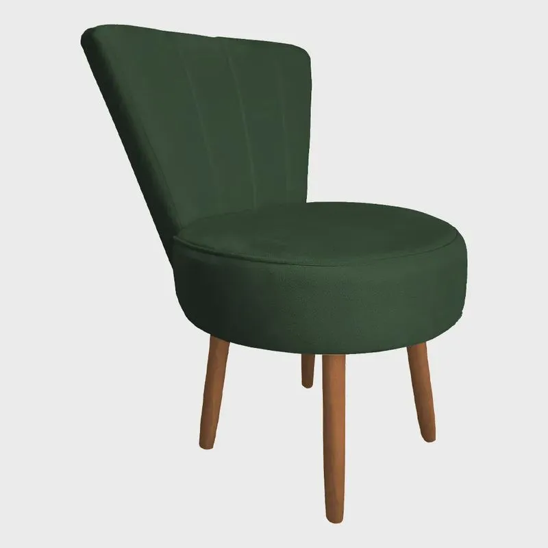 Poltrona Cadeira Decorativa Costurada Elegância Veludo Pés Palito Castanho - Pallazio