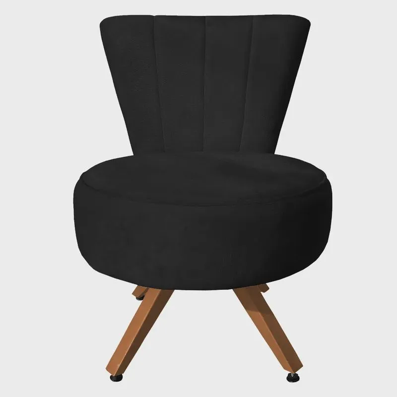 Poltrona Cadeira Decorativa Costurada Elegância Veludo Base Giratória Castanho - Pallazio
