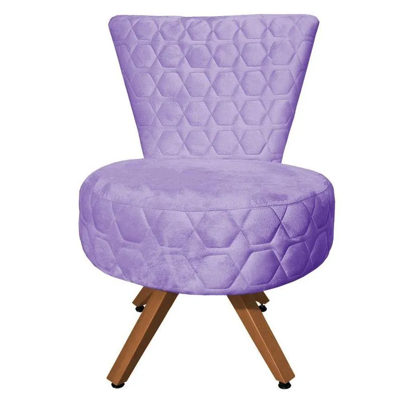 Poltrona Cadeira Decorativa Matelassê Elegância Veludo Base Giratória Castanho - Pallazio Lilás