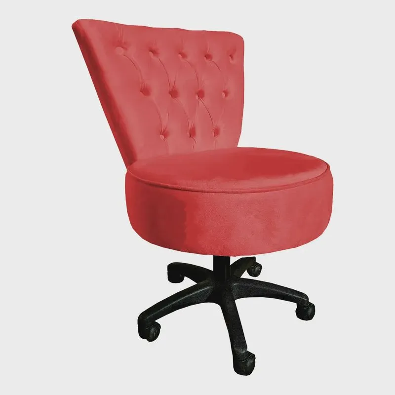 Cadeira Mocho Capitonê Elegância Veludo Base Giratória - Pallazio