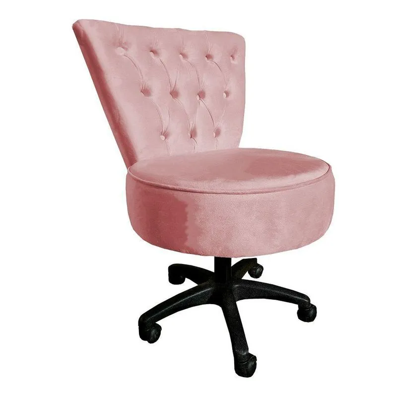 Cadeira Mocho Capitonê Elegância Veludo Base Giratória - Pallazio Rosê
