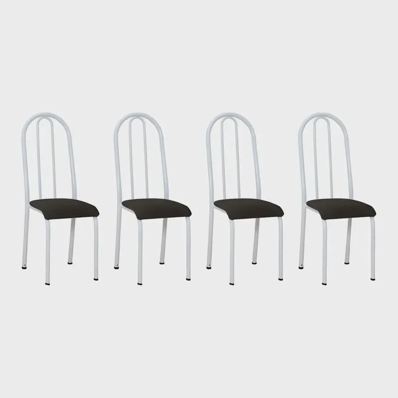 Kit 4 Cadeiras de Cozinha Flórida Estampado Preto Pés de Ferro Branco - Pallazio