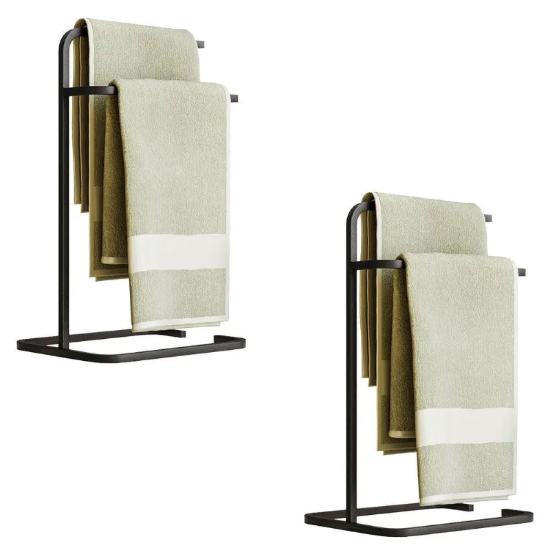 Kit 2 Porta Toalhas De Rosto Eleganza Metal Preto