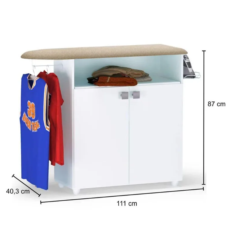 Tábua De Passar Roupa Com Balcão 02 Portas Luna Branco 111 Cm