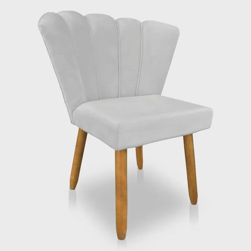Cadeira Poltrona Flor Veludo Pés Palito Castanho - Pallazio