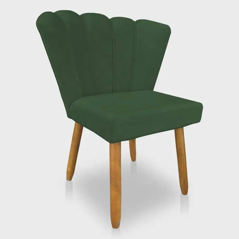 Cadeira Poltrona Flor Veludo Pés Palito Castanho - Pallazio
