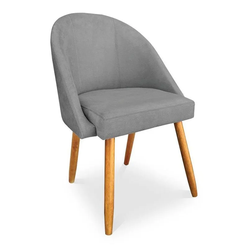 Cadeira De Jantar Bela Suede Grafite Pés Palito Castanho