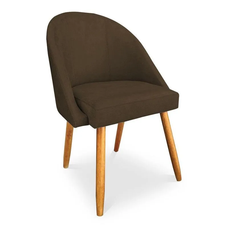Cadeira De Jantar Bela Suede Pés Palito Castanho Marrom