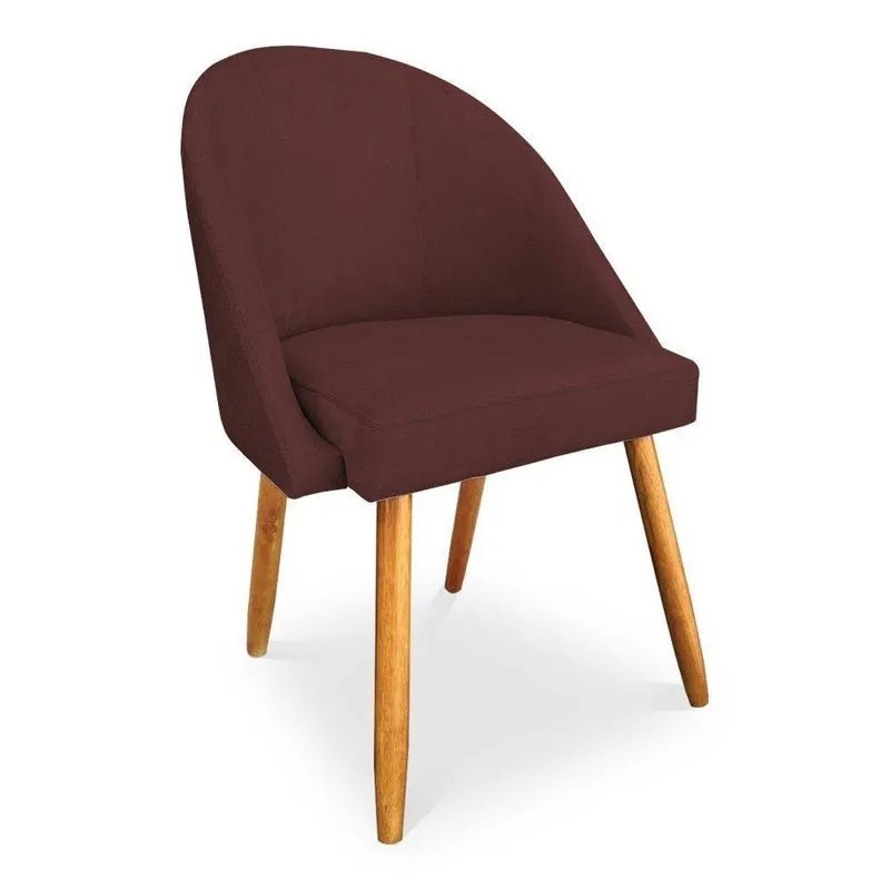 Cadeira De Jantar Bela Suede Pés Palito Castanho Marsala