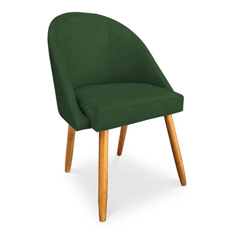 Cadeira De Jantar Bela Suede Pés Palito Castanho Verde