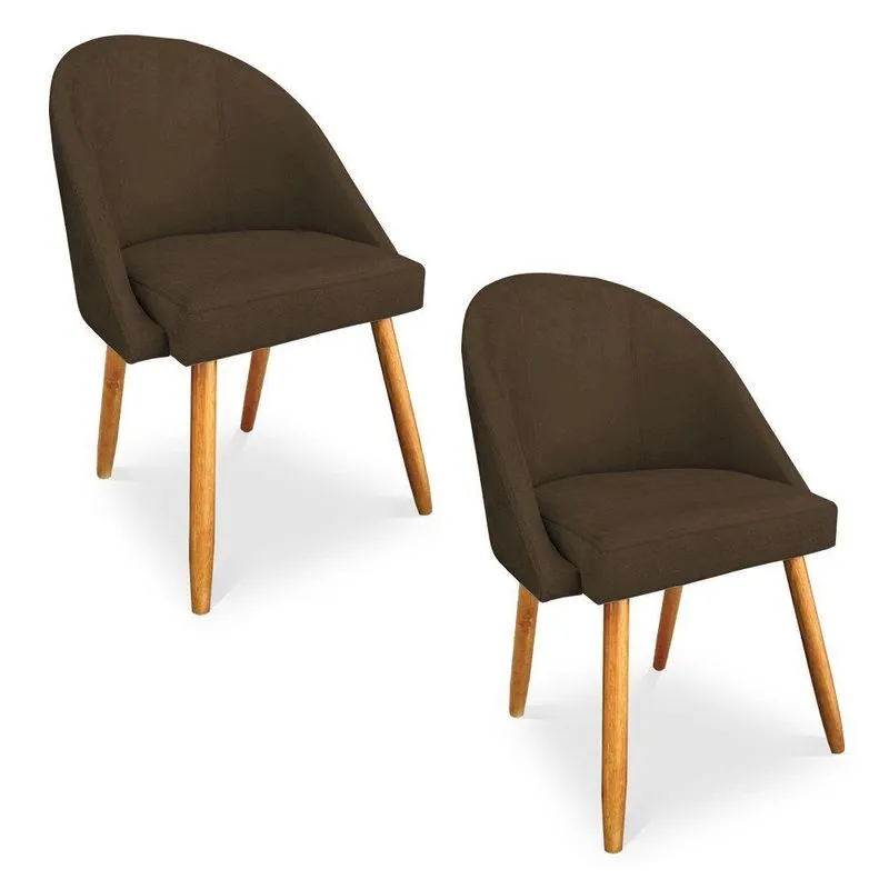 Kit 02 Cadeiras Jantar Bela Suede Pés Palito Castanho Marrom