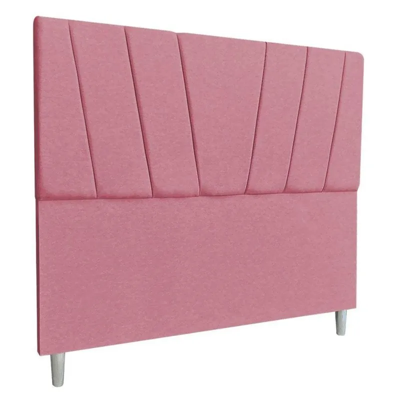 Cabeceira Casal 1,40m Italia Veludo Rosa