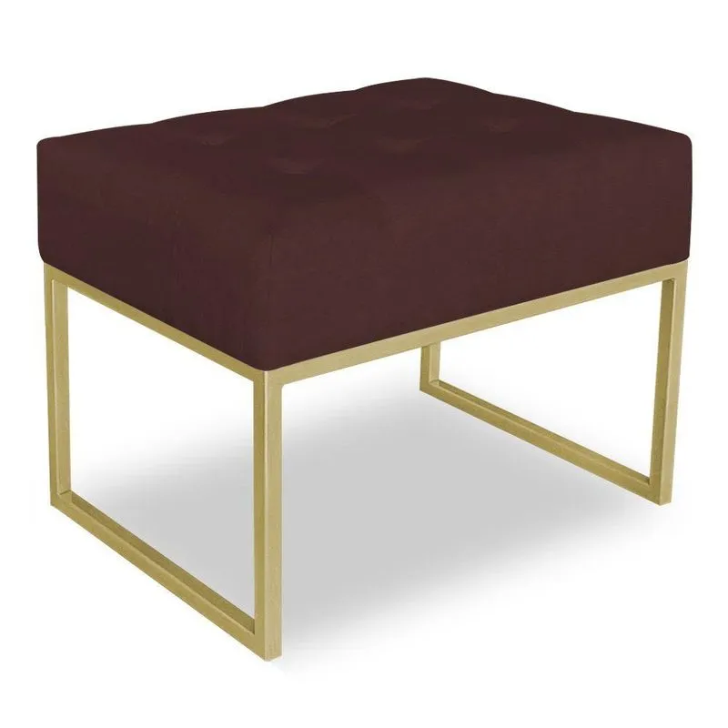 Puff Lisa Suede Base Metálica Industrial Dourado Marsala