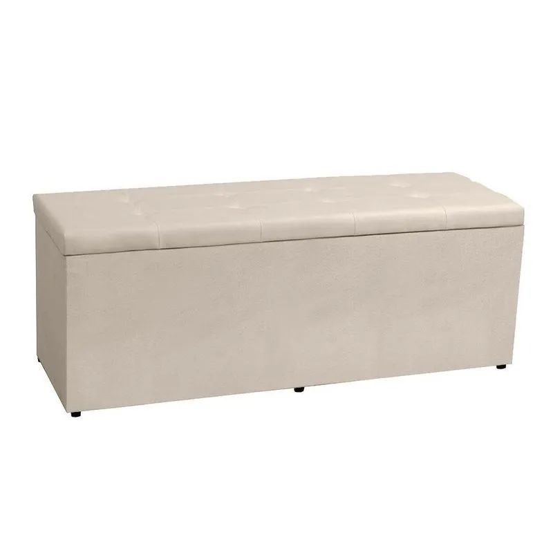 Calçadeira Recamier Baú Solteiro 0,90m Berlim Suede Bege - Pallazio