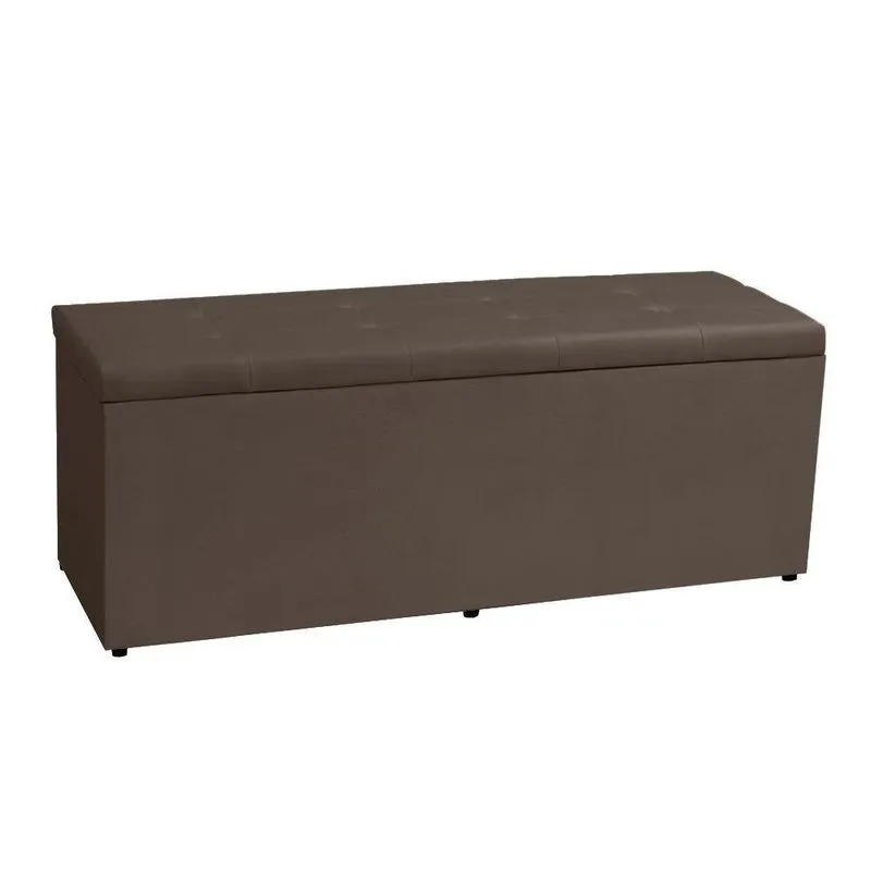 Calçadeira Recamier Baú Solteiro 0,90m Berlim Suede - Pallazio Cor Marrom