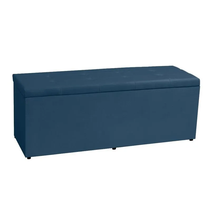 Calçadeira Recamier Baú Solteiro 0,90m Berlim Suede - Pallazio Cor Azul Marinho