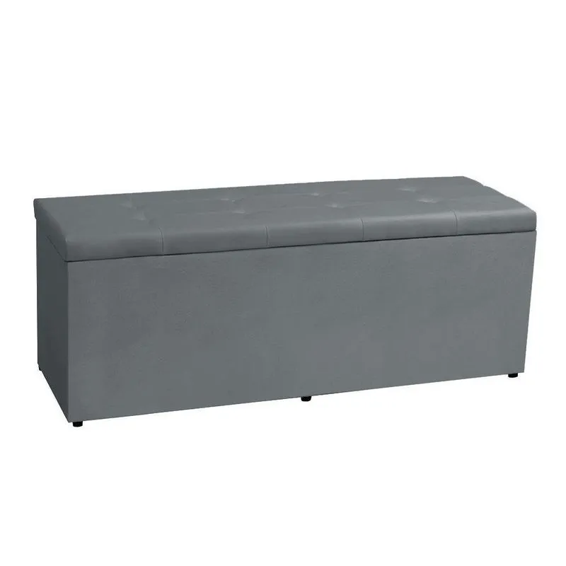Calçadeira Recamier Baú Casal 1,40m Berlim Suede - Pallazio Cor Cinza