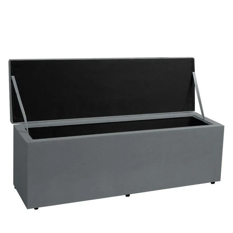 Calçadeira Recamier Baú Queen 1,60m Berlim Suede - Pallazio Cor Cinza