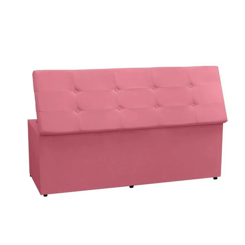 Calçadeira Recamier Baú King 1,95m Berlim Suede - Pallazio Cor Rosa