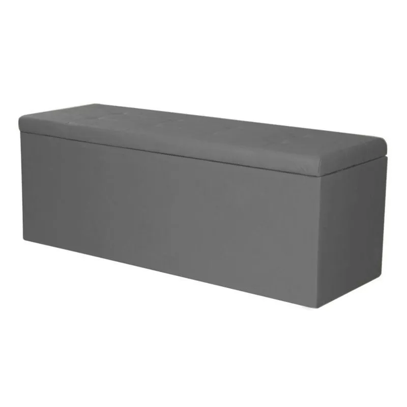 Calçadeira Recamier Baú Solteiro 0,90m Berlim Corano Cinza