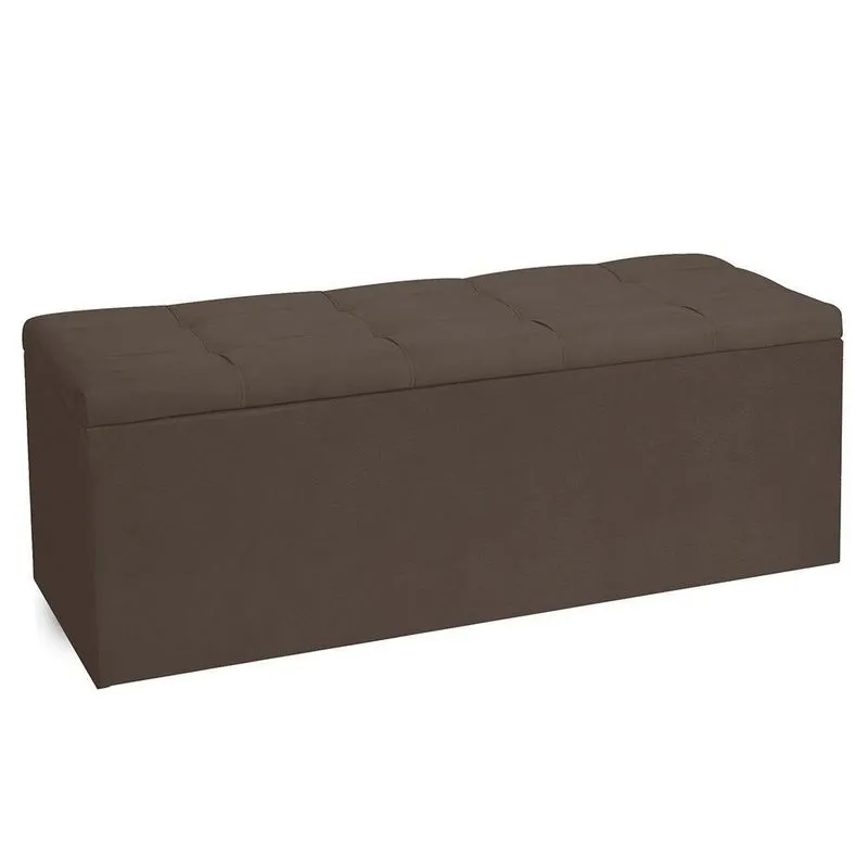 Calçadeira Recamier Baú Solteiro 0,90m Roma Suede Marrom - Pallazio