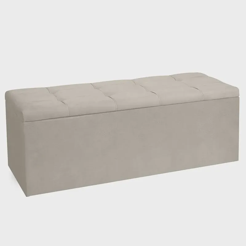 Calçadeira Recamier Baú Casal 1,40m Roma Suede - Pallazio