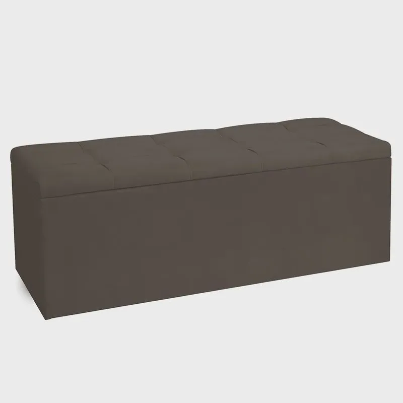 Calçadeira Recamier Baú Casal 1,40m Roma Suede - Pallazio