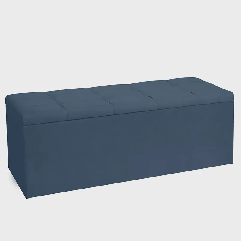 Calçadeira Recamier Baú Casal 1,40m Roma Suede - Pallazio