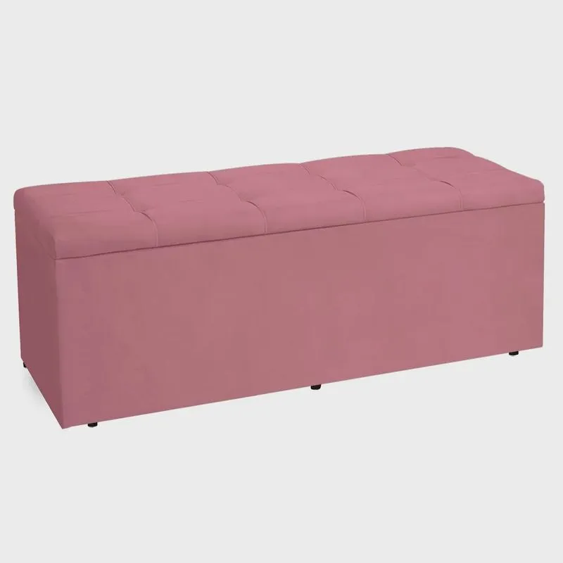 Calçadeira Recamier Baú Casal 1,40m Roma Suede - Pallazio